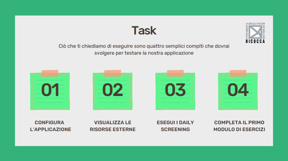 Slide di presentazione dei task