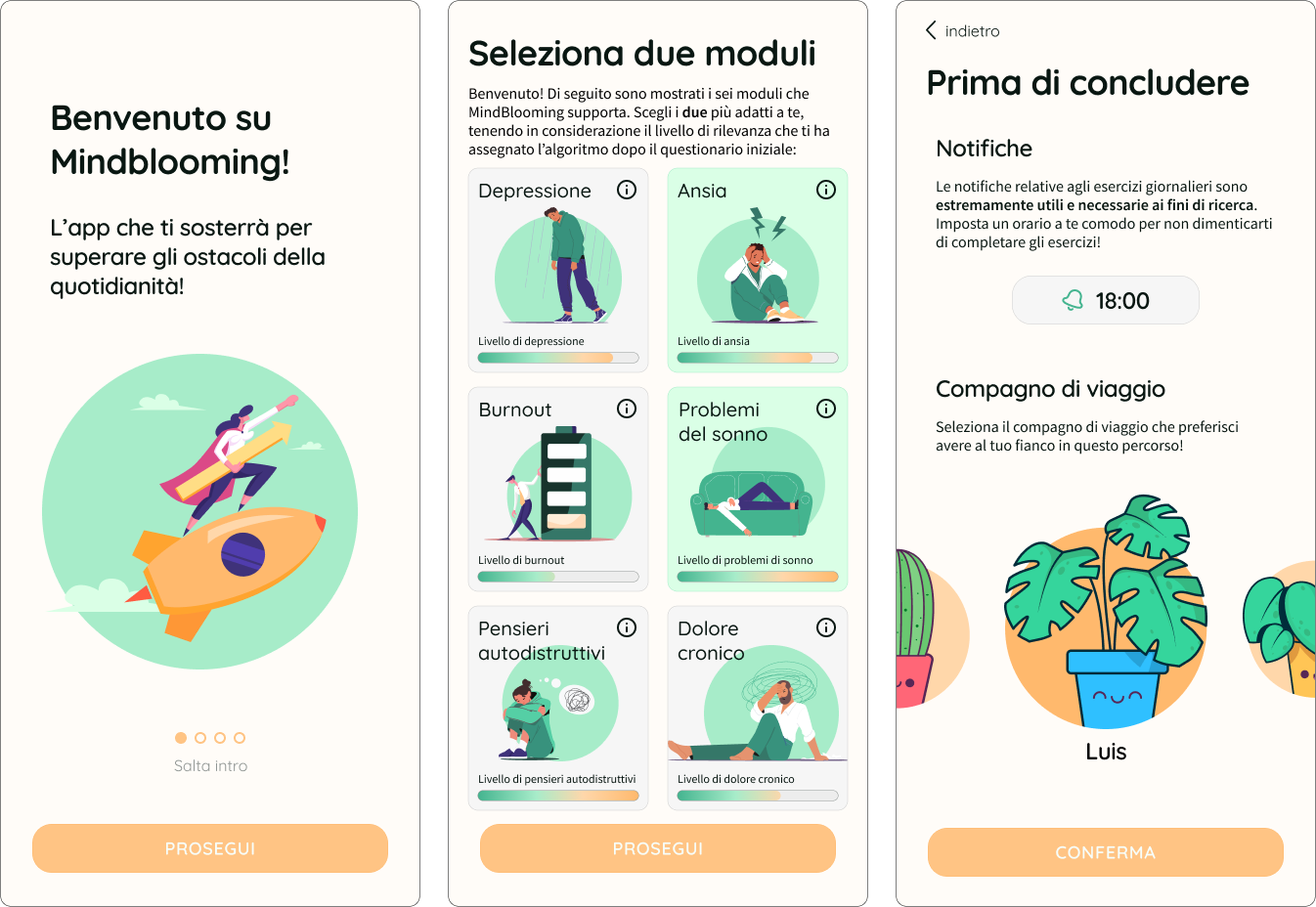 Mockup della nuova versione di MindBlooming