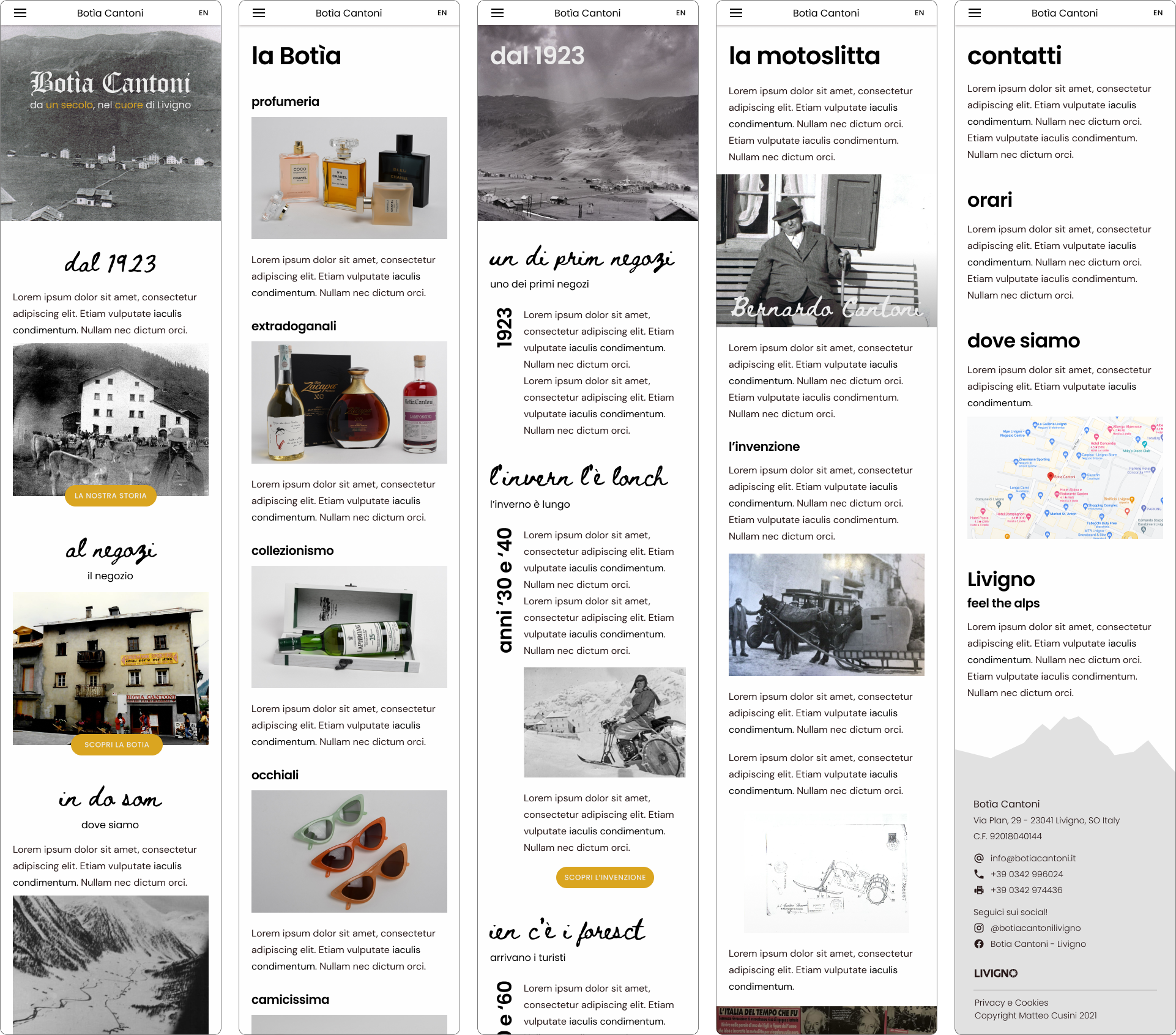 Mockup della versione mobile